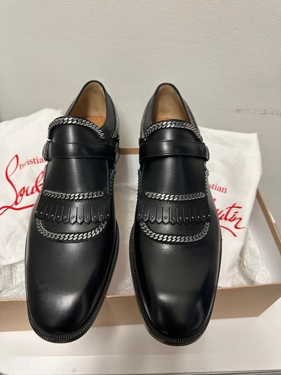 Christian Louboutin MONKOCHAIN Single-Monk strap Leather Chain Loafers (Men : 9) - Picture 4 of 17